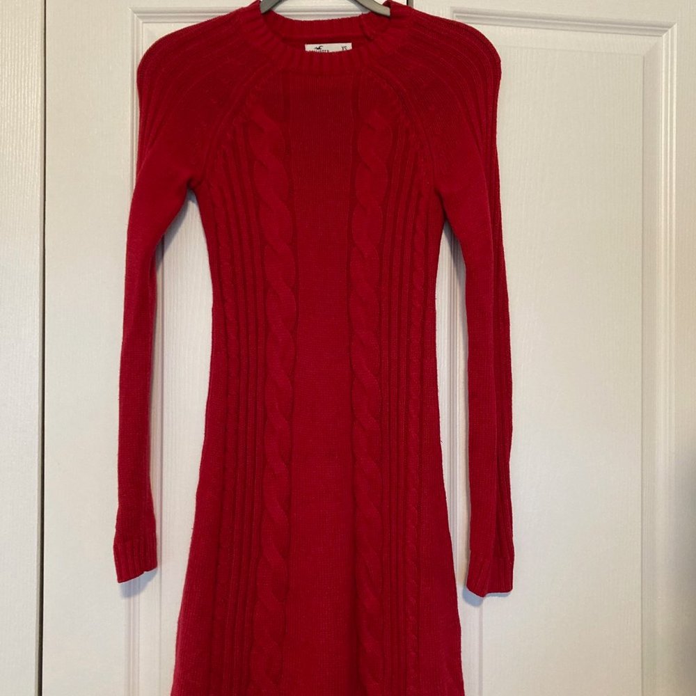 NWOT Hollister Winter Knit Dress with Long Sleeves, Red, XS Regular